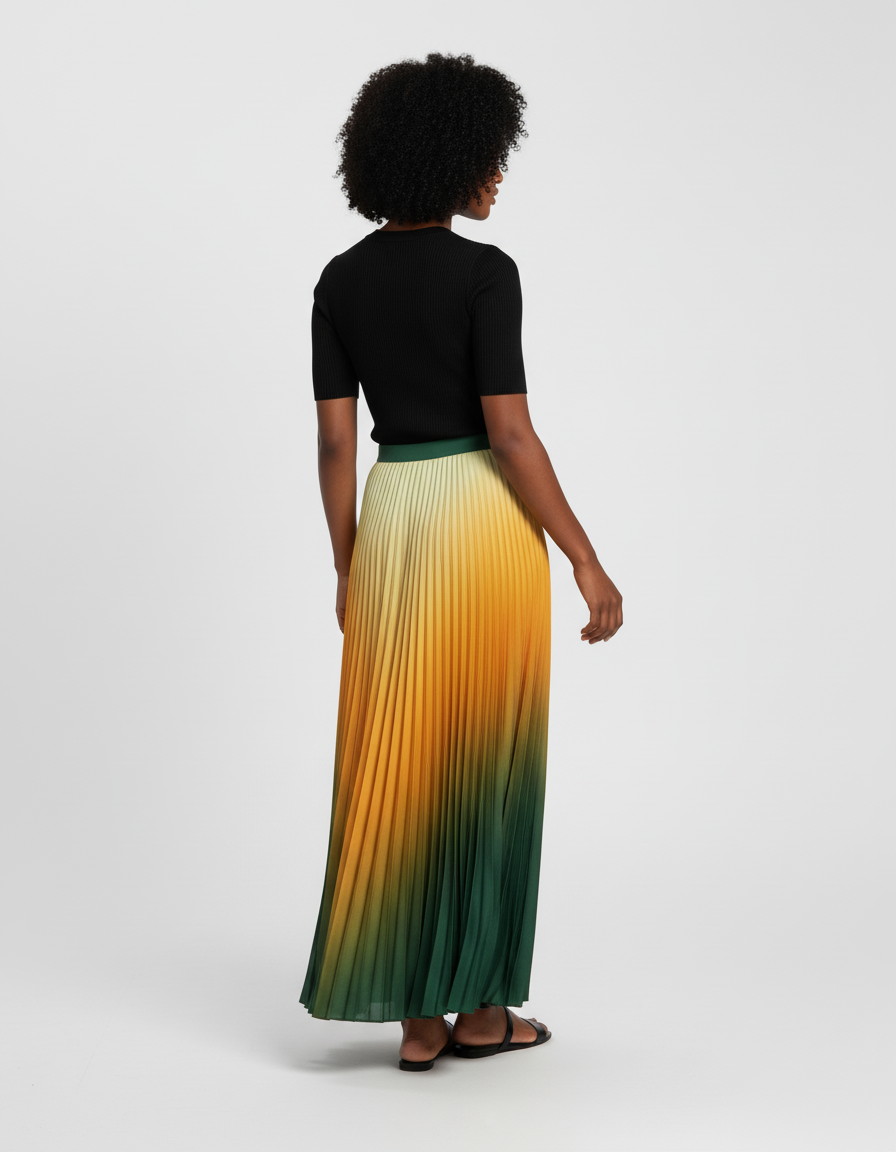 jupe longue plissée multicolore