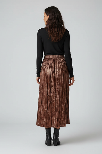 jupe plissée simili cuir grande taille