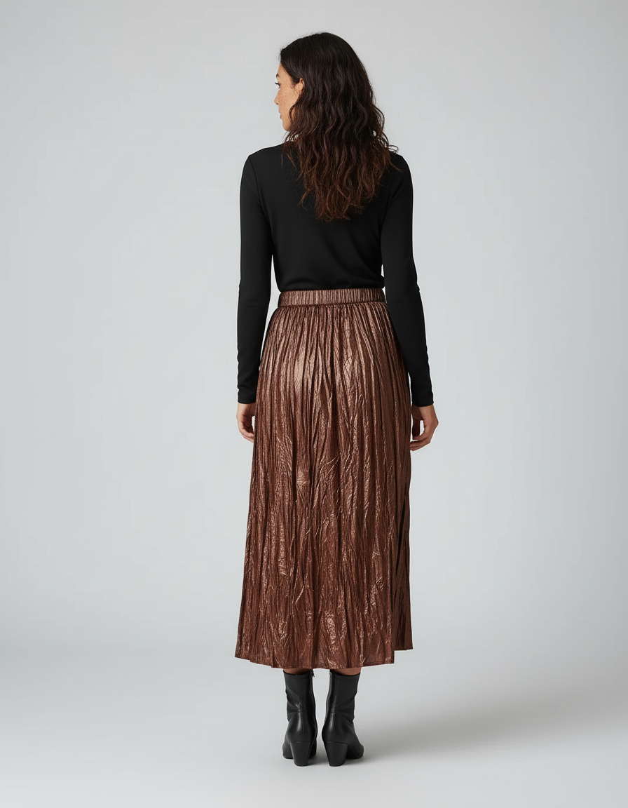 jupe plissée simili cuir grande taille