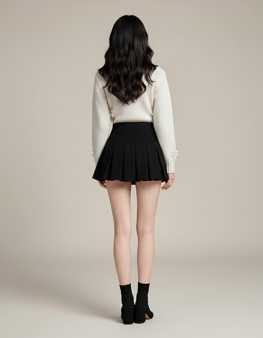 Jupe Plissée noire courte chic