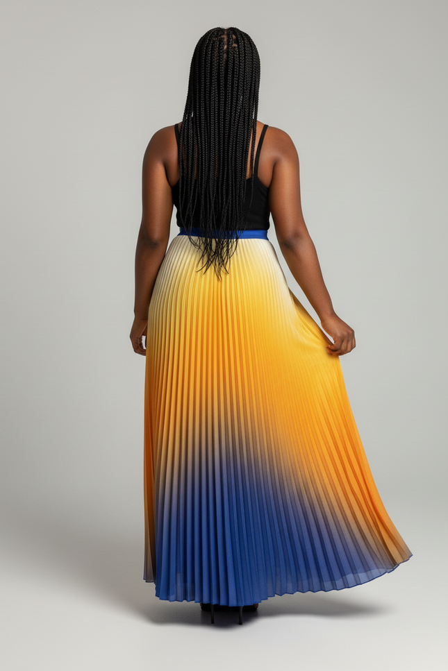 jupe plissée longue grande taille