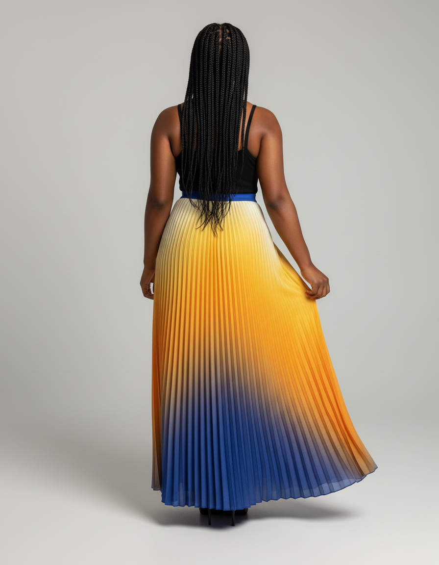 jupe plissée longue grande taille