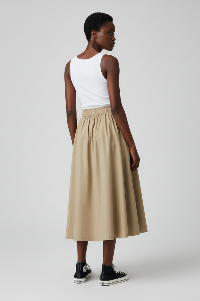 Jupe Plissée Kaki Fluide Élégante