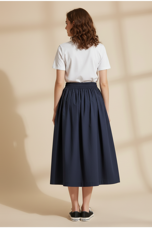 Jupe Plissée bleue marine taille haute élégante raffinée