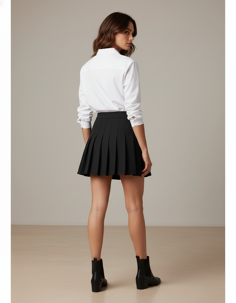Jupe Plissée Noire Mini Chic moderne tendance