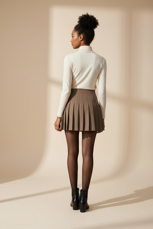 Jupe Plissée Khaki Mini Chic