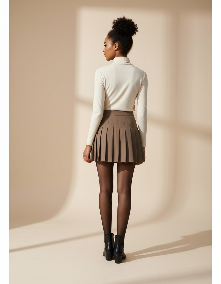 Jupe Plissée Khaki Mini Chic