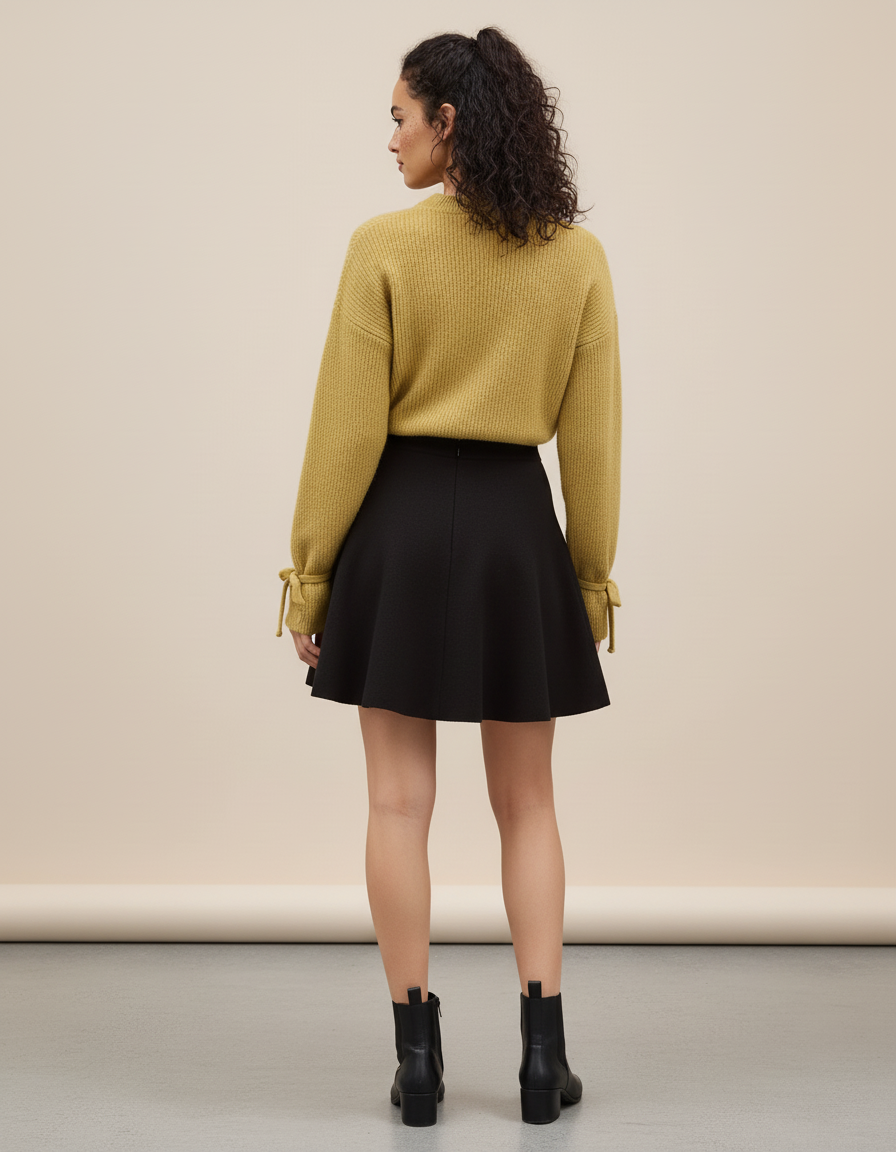 Jupe Plissée noire maille chic