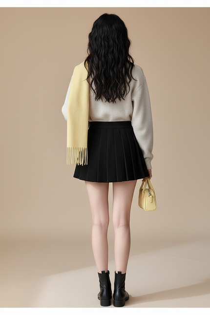 Jupe Plissée noire superposée chic