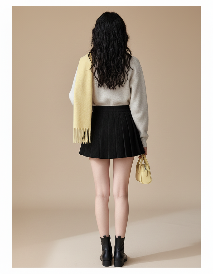 Jupe Plissée noire superposée chic