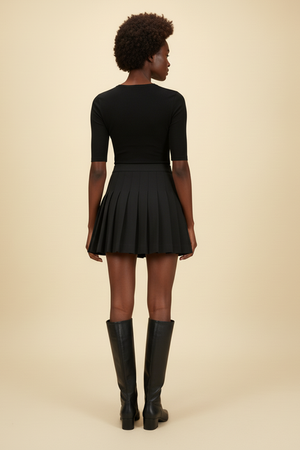 Jupe Plissée Noire Mini Chic stylée tendance