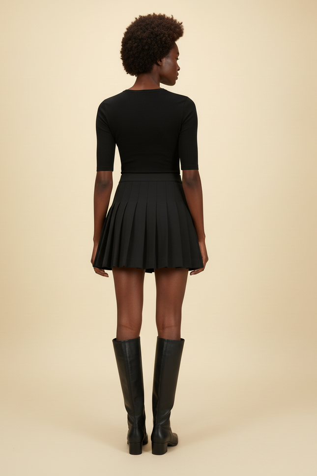 Jupe Plissée Noire Mini Chic stylée tendance