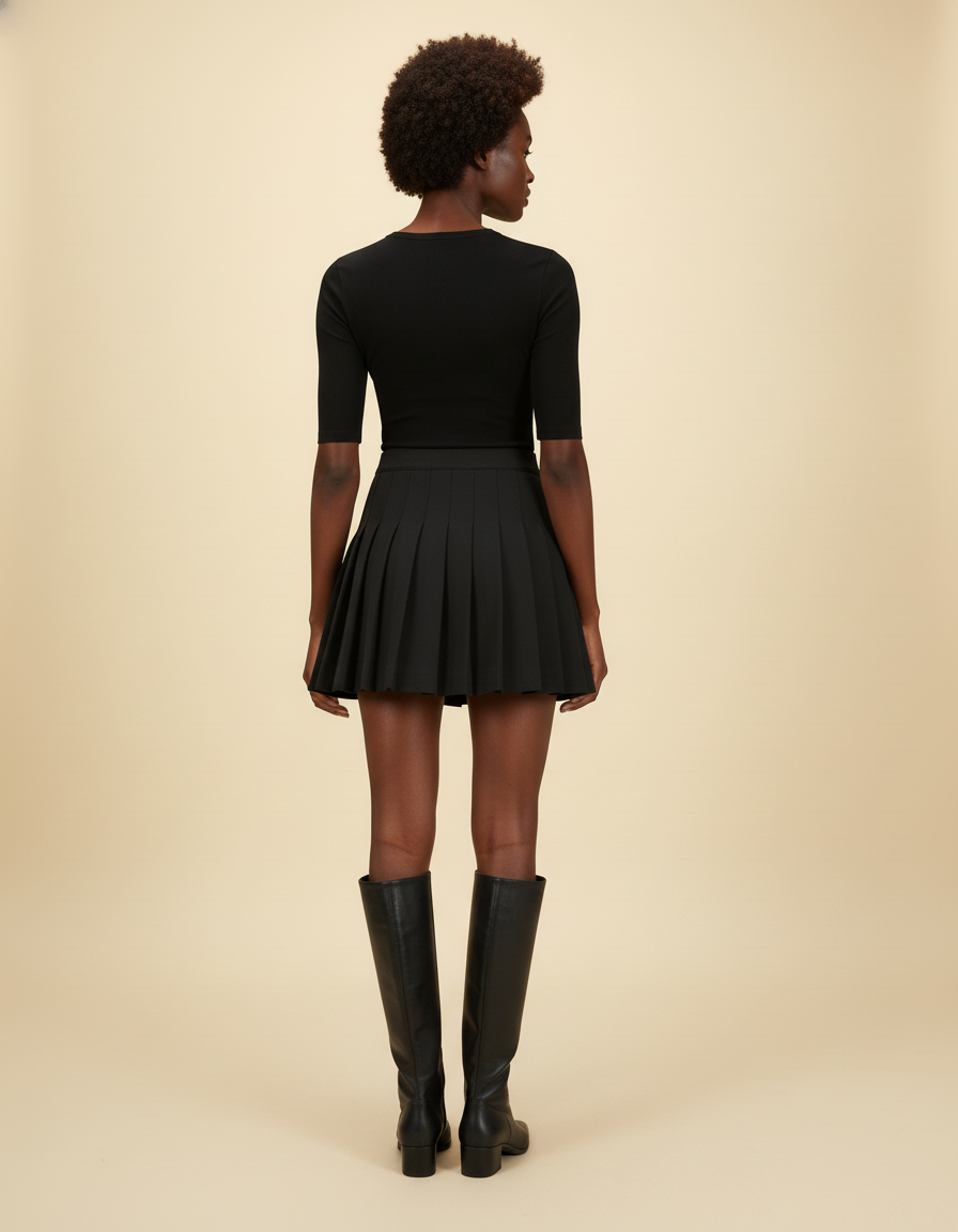 Jupe Plissée Noire Mini Chic stylée tendance