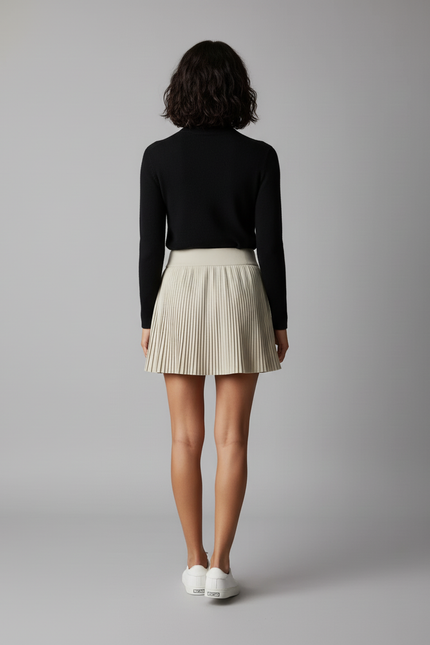 Jupe Plissée crème courte chic