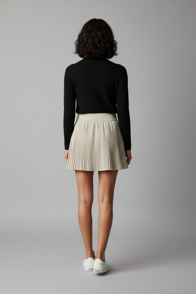 Jupe Plissée crème courte chic