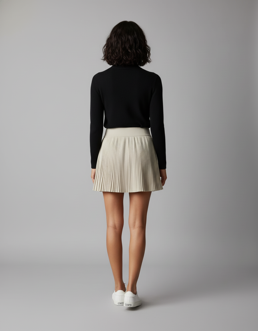 Jupe Plissée crème courte chic