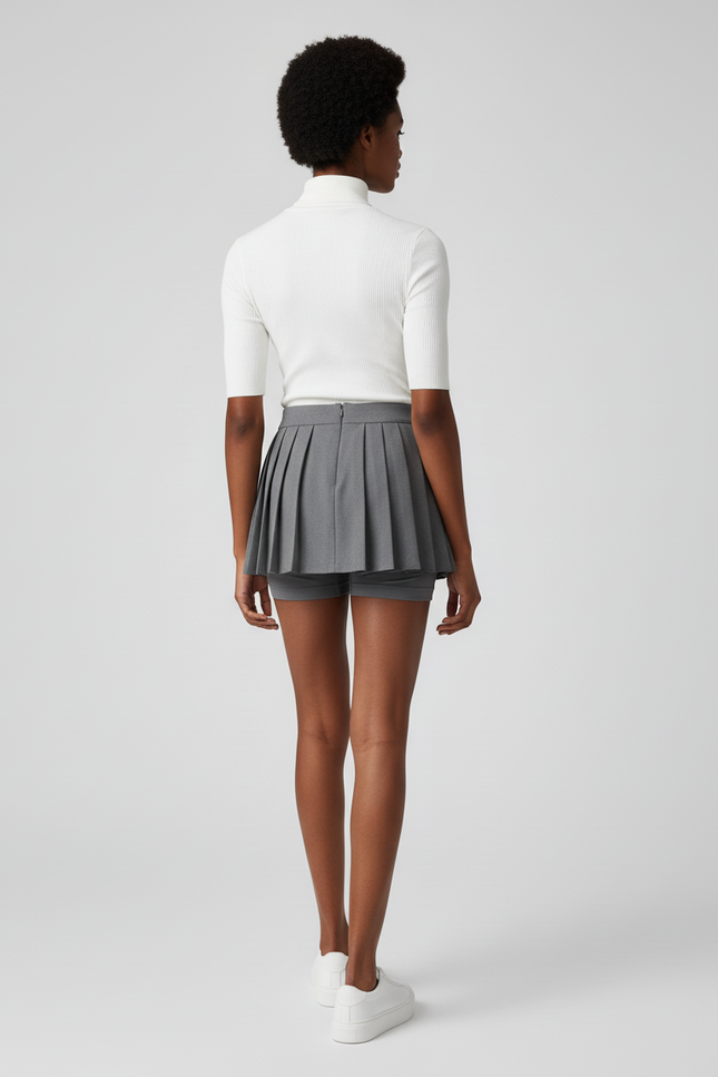 Jupe Plissée grise jupe-short chic
