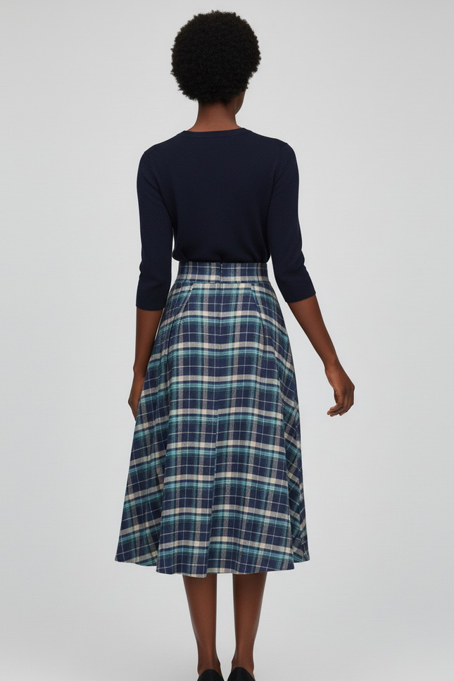 Jupe Plissée écossaise midi chic