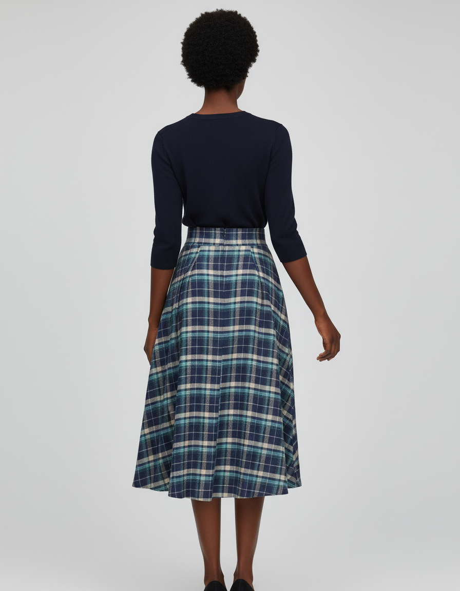 Jupe Plissée écossaise midi chic