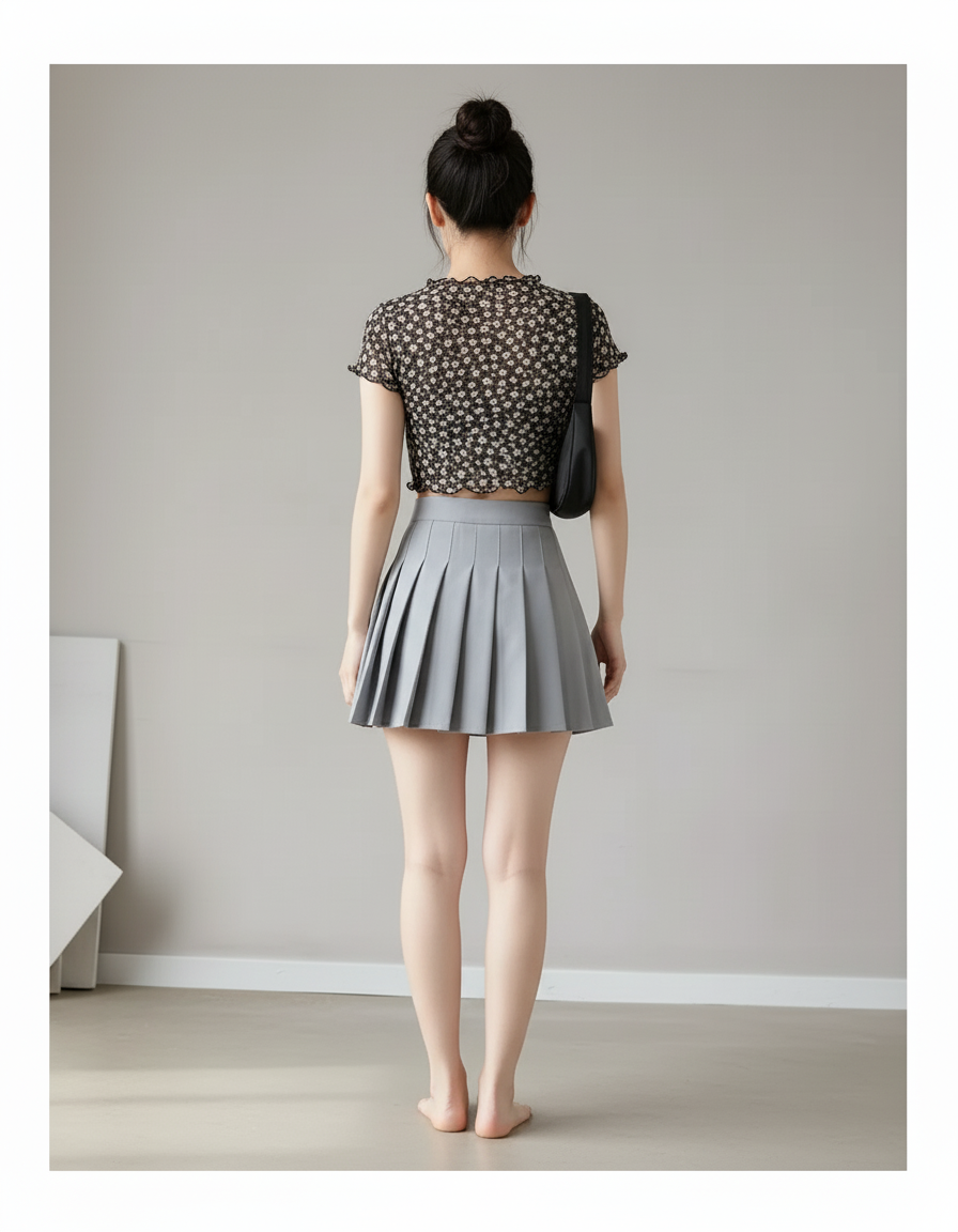 Jupe Plissée taille haute mini chic