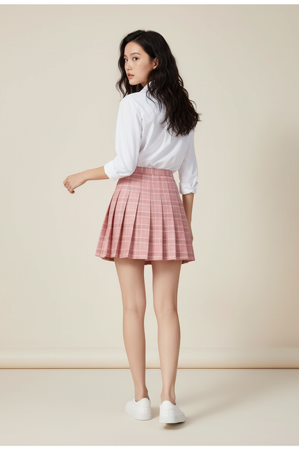 Jupe Plissée Rose Carreaux Chic