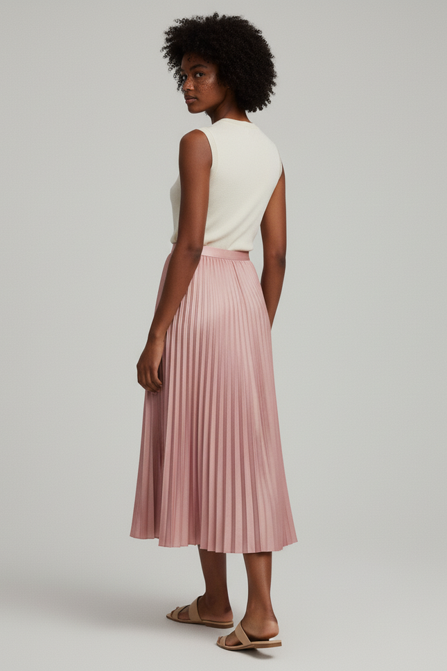 Jupe Plissée rose midi élégante