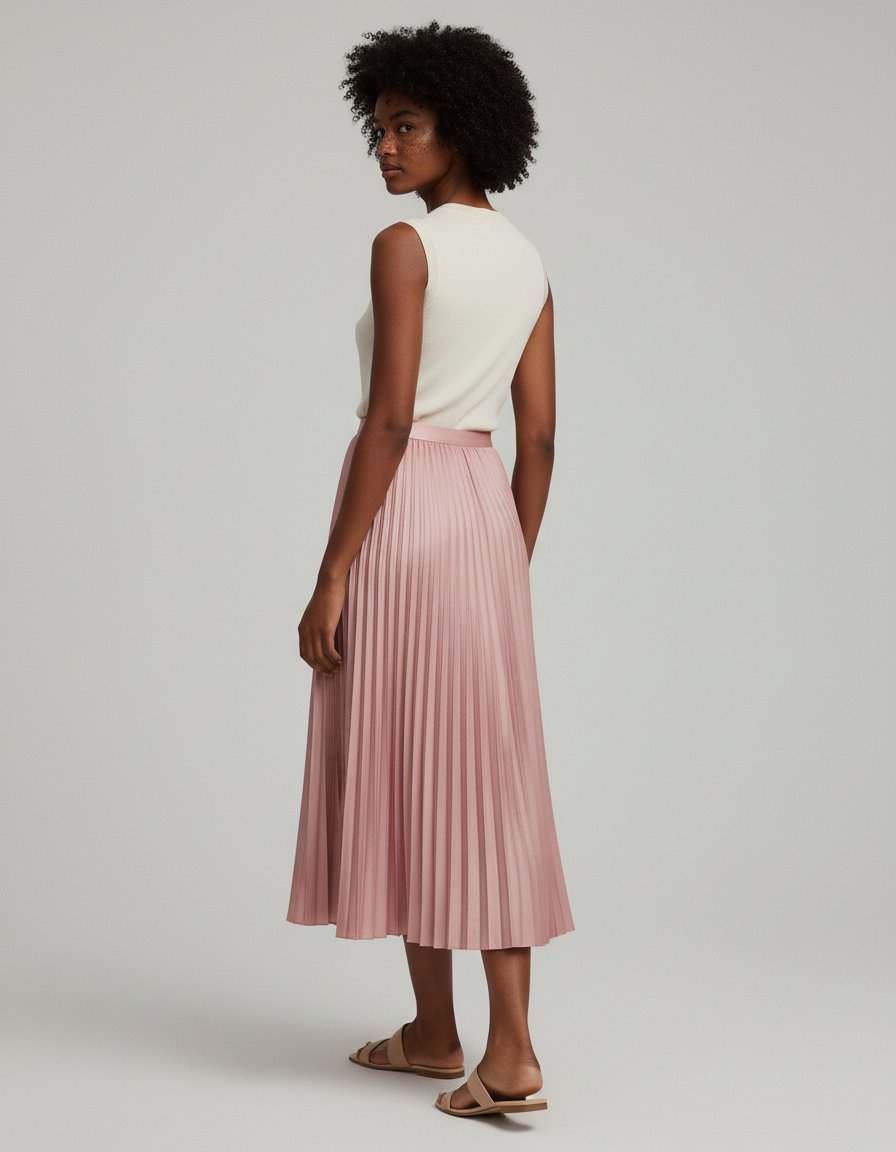 Jupe Plissée rose midi élégante