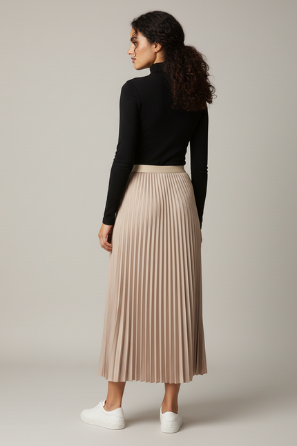 Jupe Plissée beige midi élégante