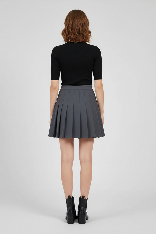 jupe short plissée grise
