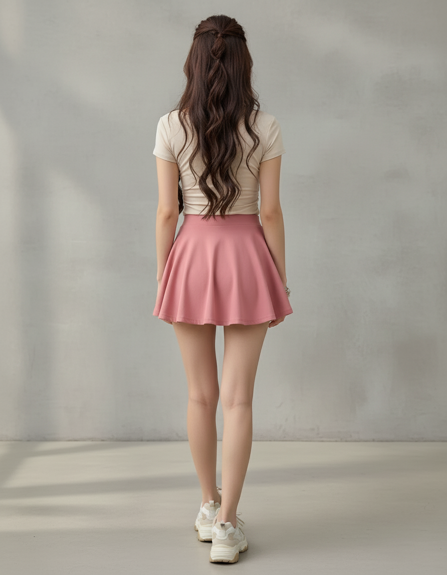 Jupe Plissée Rose Mini Fluide