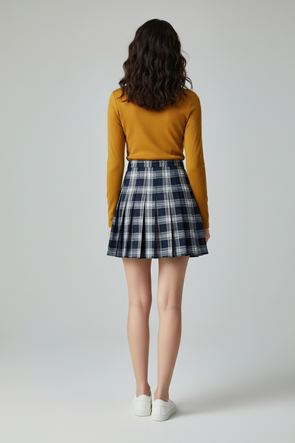 Jupe Plissée mini à carreaux chic