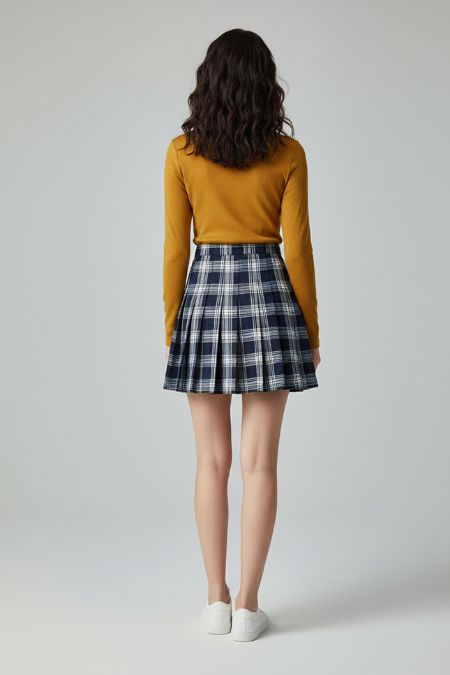 Jupe Plissée mini à carreaux chic
