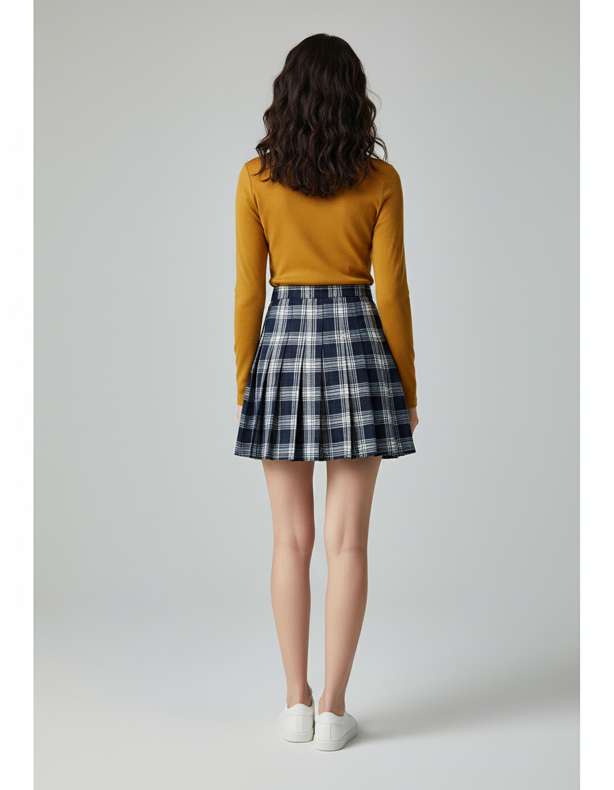 Jupe Plissée mini à carreaux chic