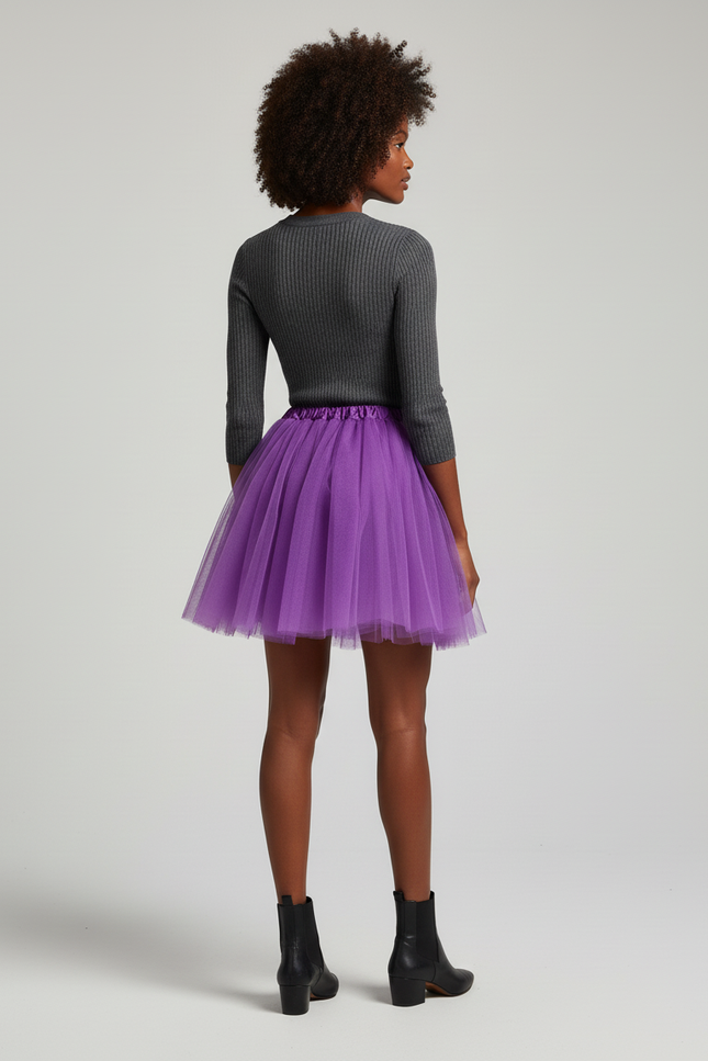 Jupe Plissée violette bouffante chic