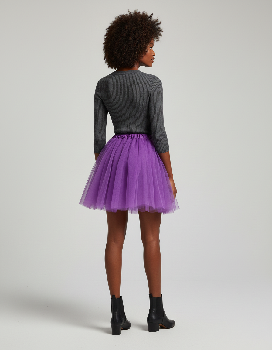Jupe Plissée violette bouffante chic