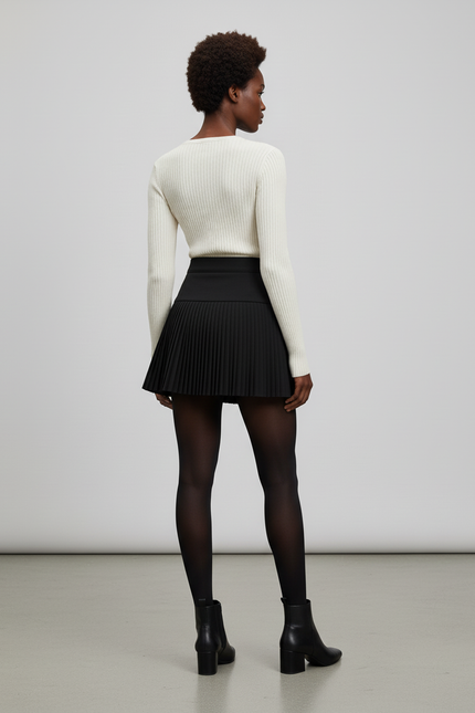 Jupe Plissée noire taille haute chic