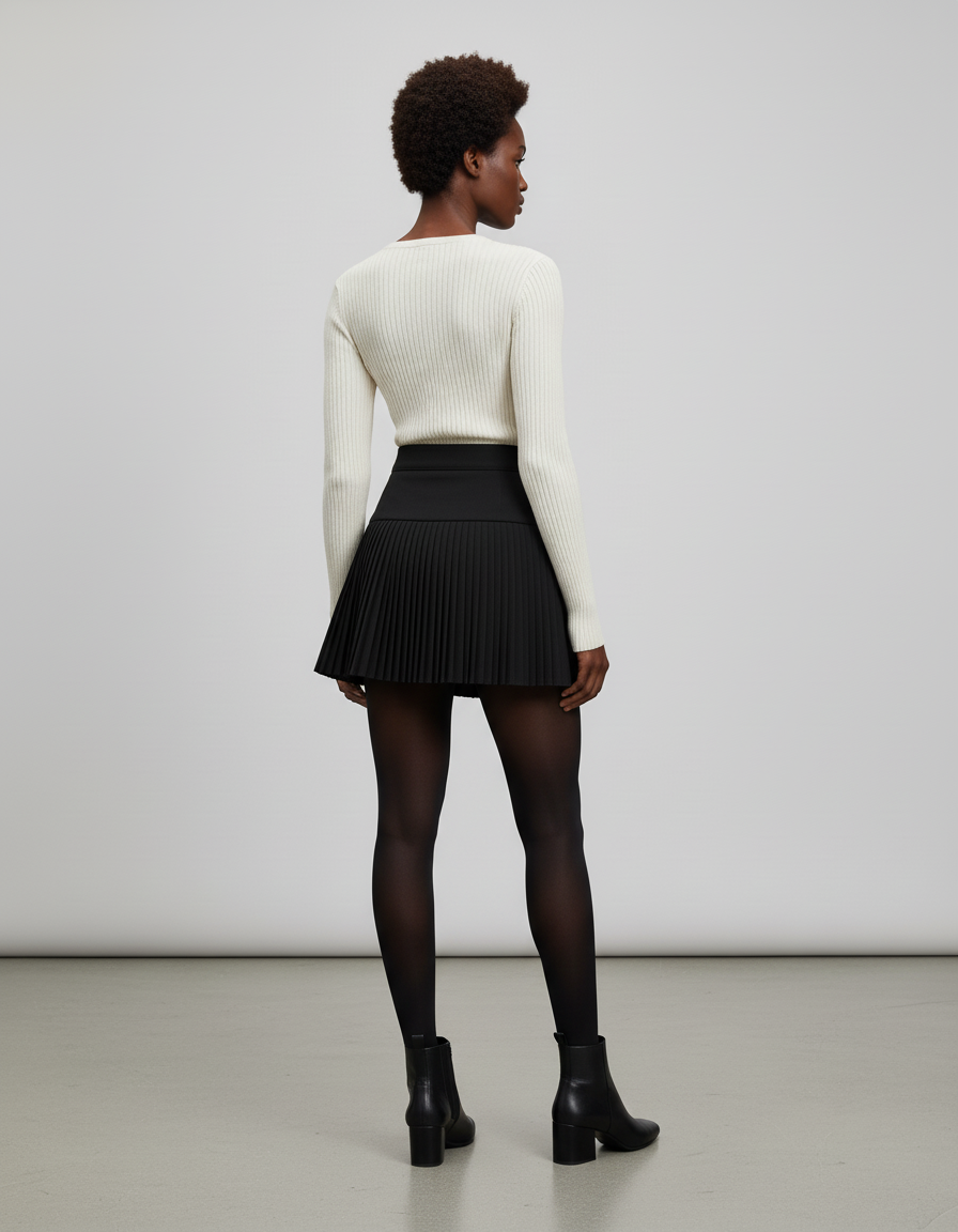 Jupe Plissée noire taille haute chic