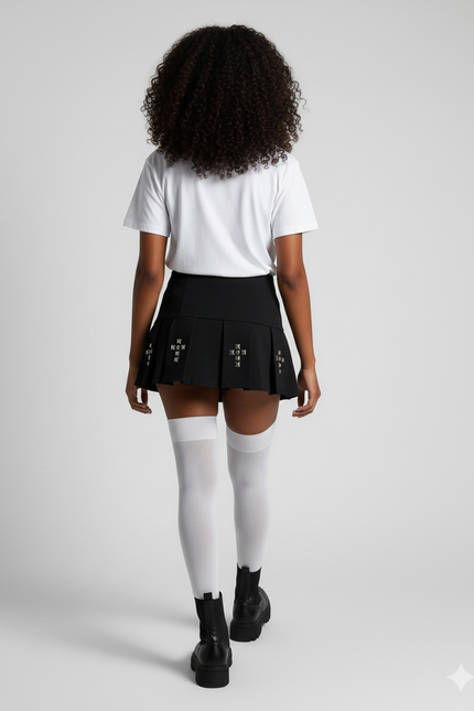 Jupe Plissée cloutée mini gothique
