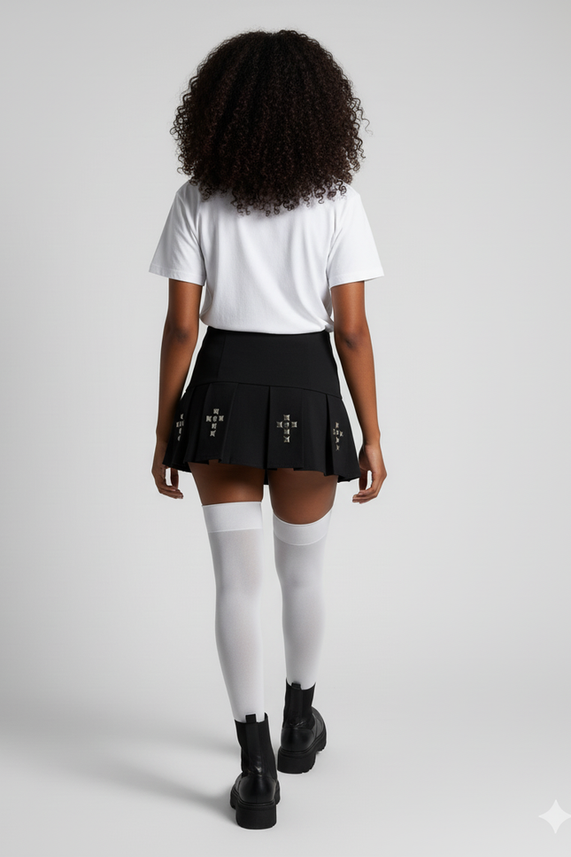 Jupe Plissée cloutée mini gothique