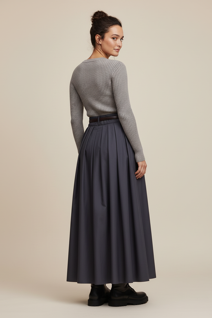 Jupe Plissée longue anthracite élégante