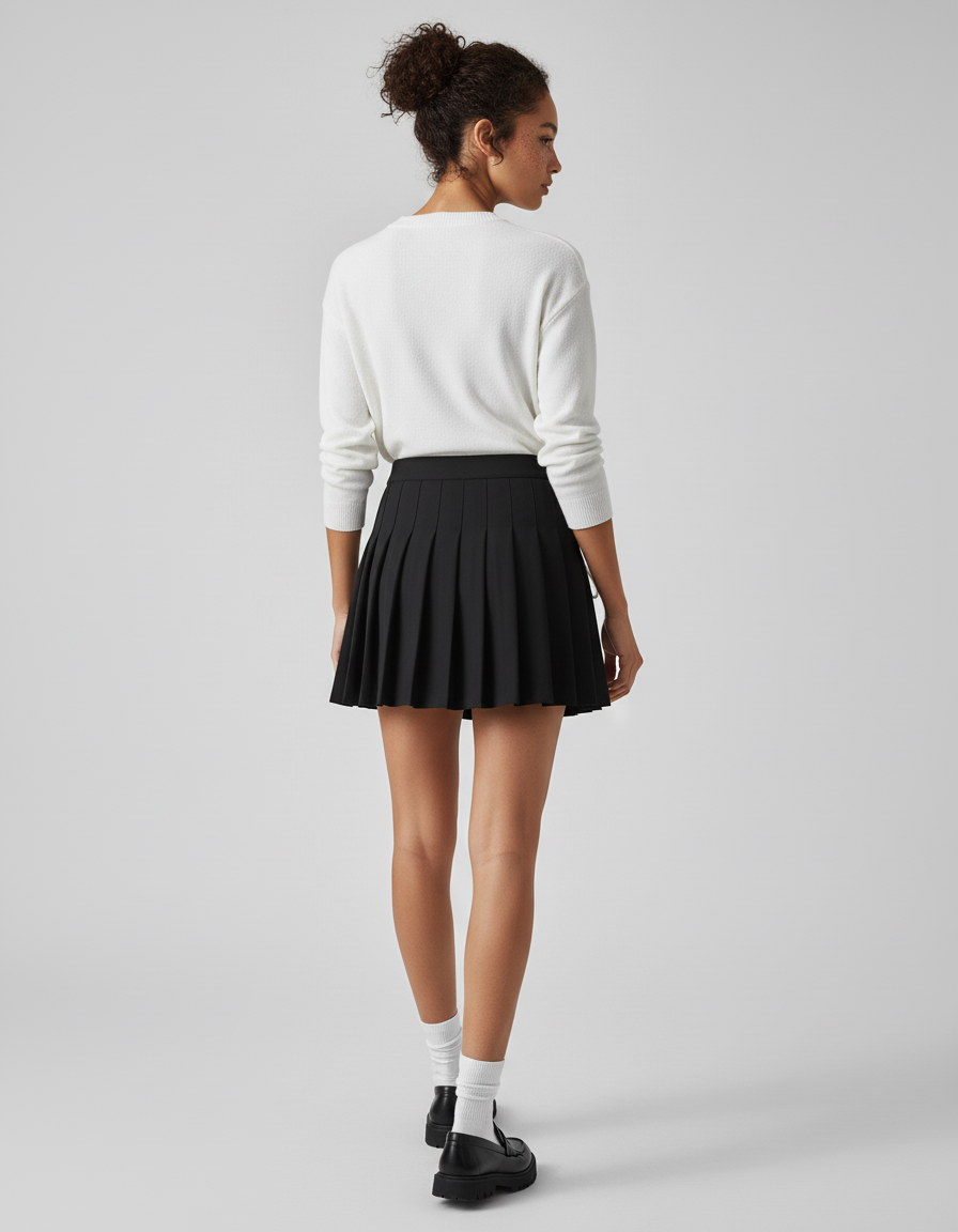 Jupe Plissée noire laçage Streetwear