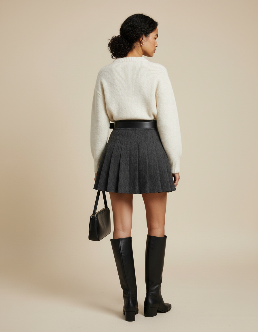 Jupe Plissée Grise Mini Chic raffinée féminine