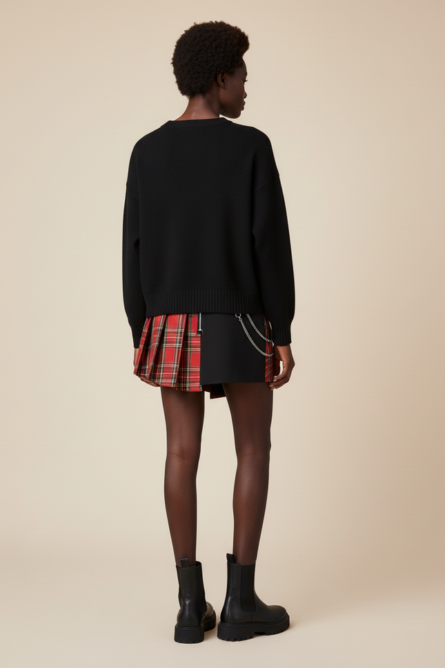 Jupe Plissée Plaid Bicolore Gothic