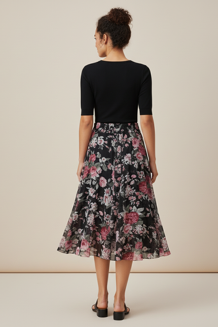 Jupe Plissée florale fluide