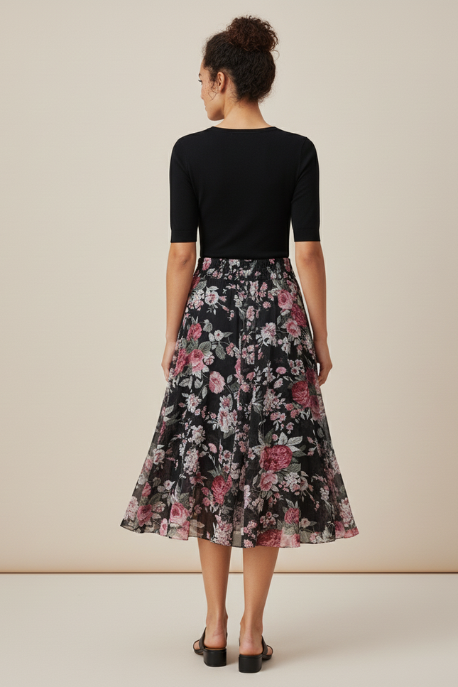 Jupe Plissée florale fluide