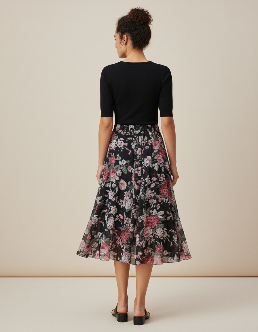 Jupe Plissée florale fluide