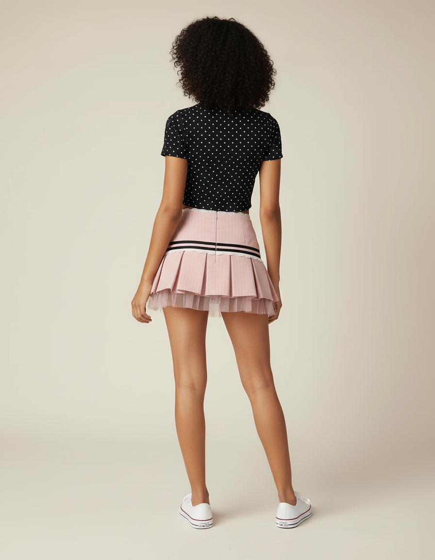 Jupe Plissée rose mini chic tendance