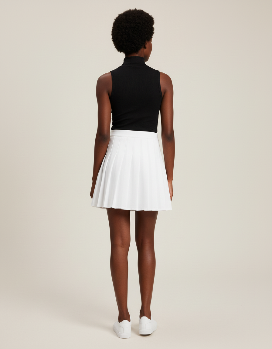 Jupe Plissée Blanche Mini Décontractée raffinée