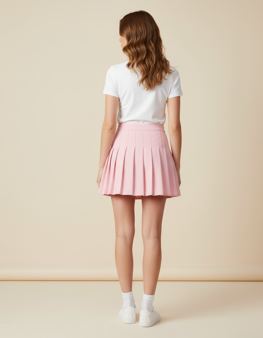Jupe Plissée rose pâle mini chic