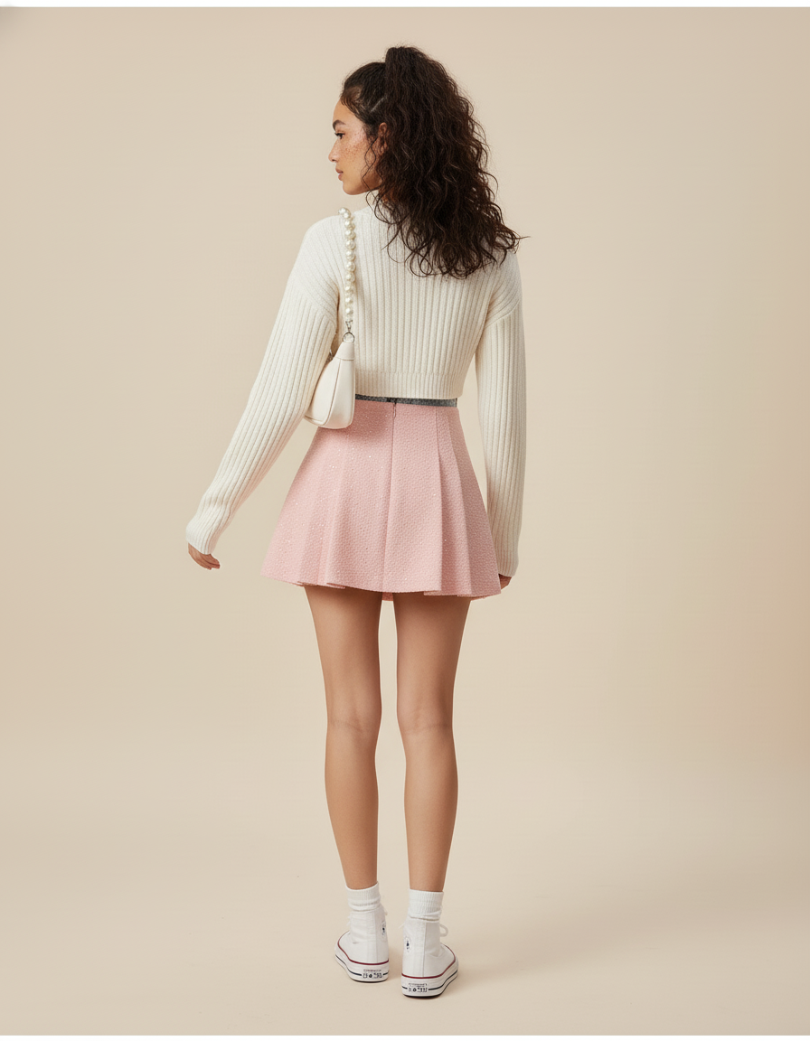 jupe plissée sequins